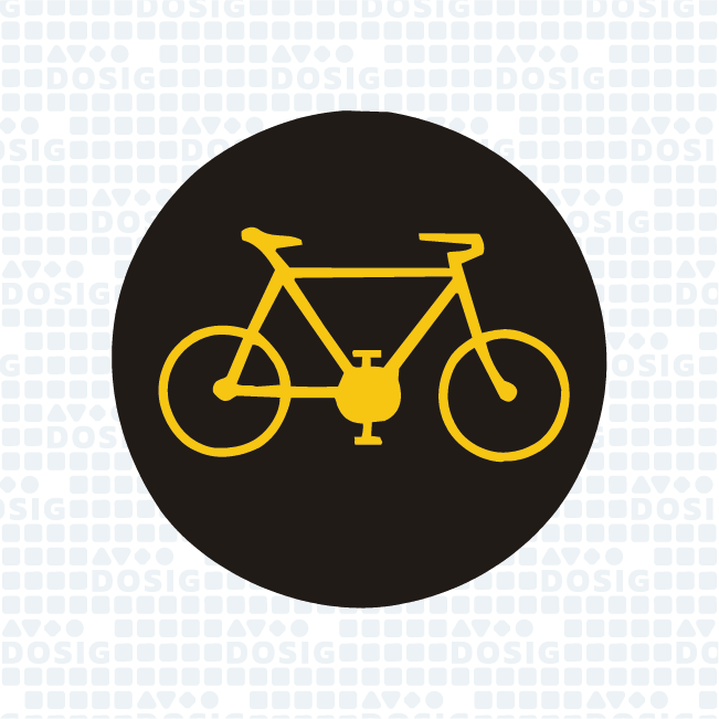 Signál žlutého světla ve tvaru cyklisty